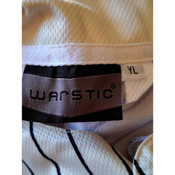 Vintage Warstic Baseball Jersey Striped Button-Up Short Sleeve Buffalo Logo - Picture 8 of 8